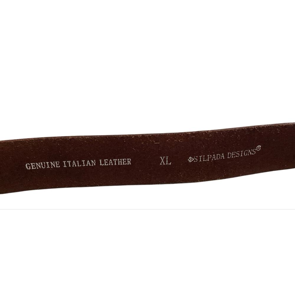 Silpada Designs XL Brown Genuine Italian Leather Belt Silver Tone  Buckle - Picture 6 of 6